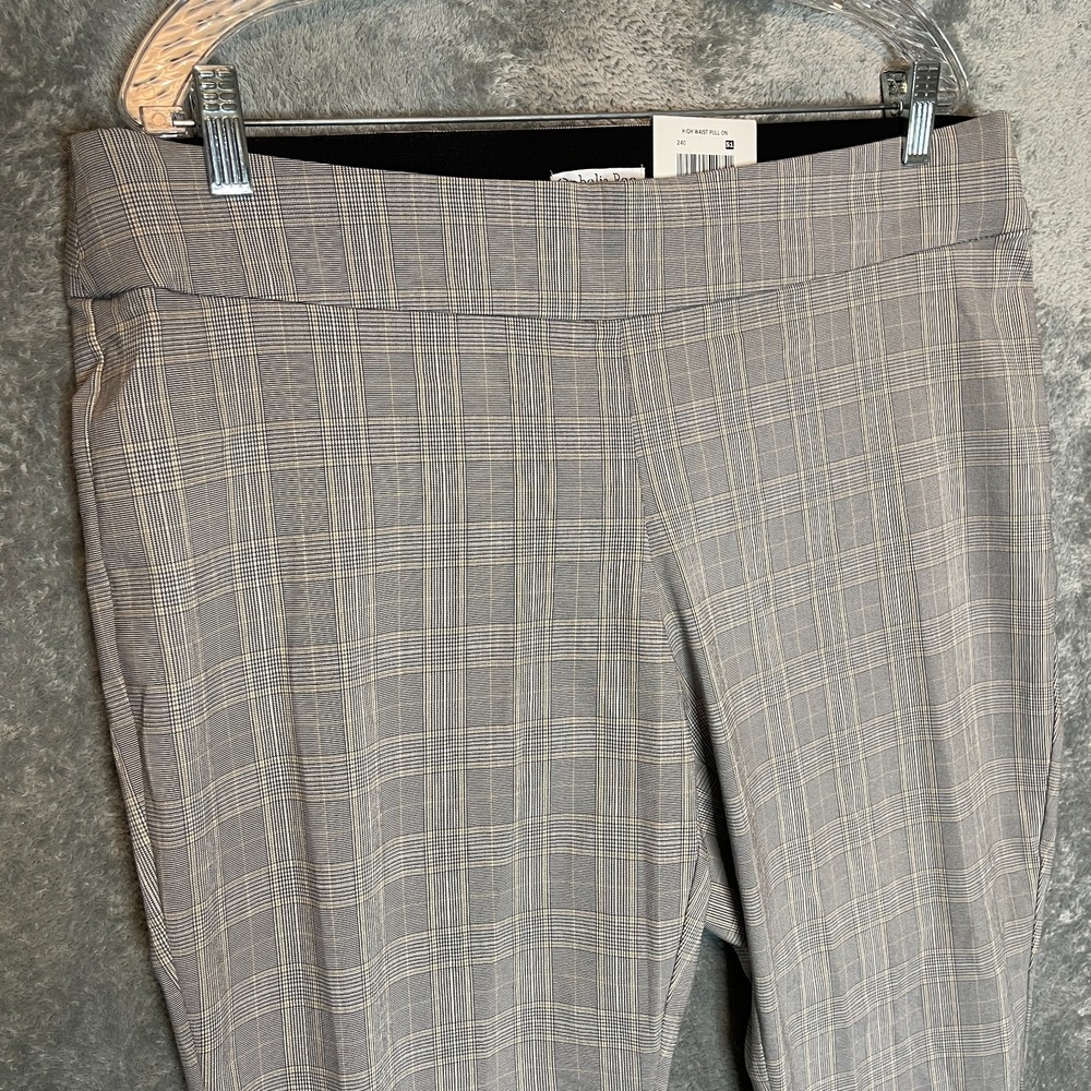 Ophelia Roe Women Plaid High Waist Pull On Pants 1X Ankle Skinny Corpcore Office